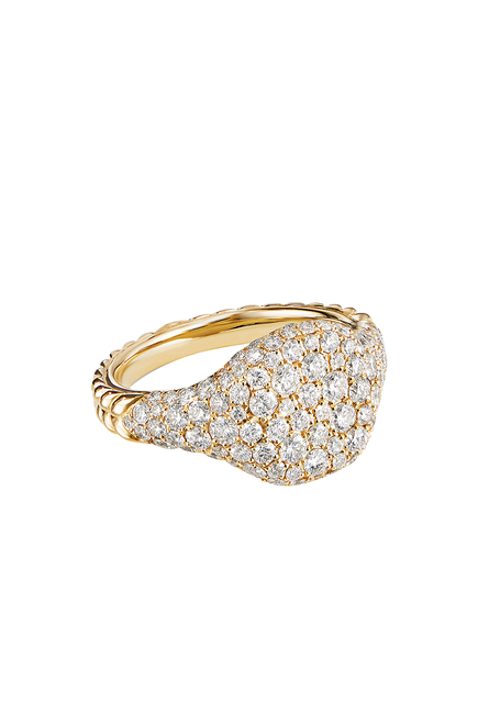 Chevron Pinky Ring, 18K Yellow Gold & Diamonds